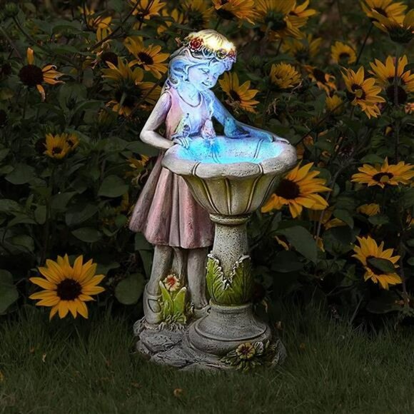 Fairy Garden Statue, Solar Garden Angel Figurine Outdoor Decoration Waterproof R